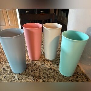 Set 4 Tupperware 115 12oz Pastel Tumblers Cups Glasses Retro